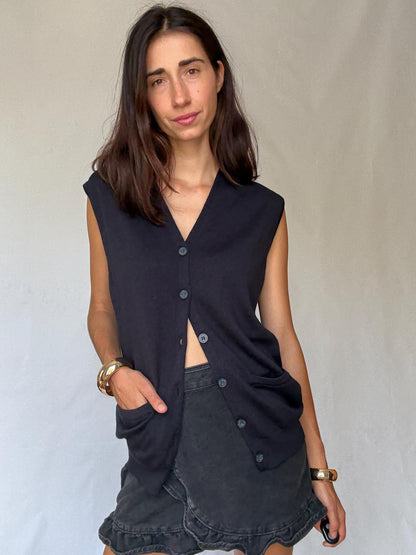 Emidio Tucci Oversized Wool Blend Cardigan Vest