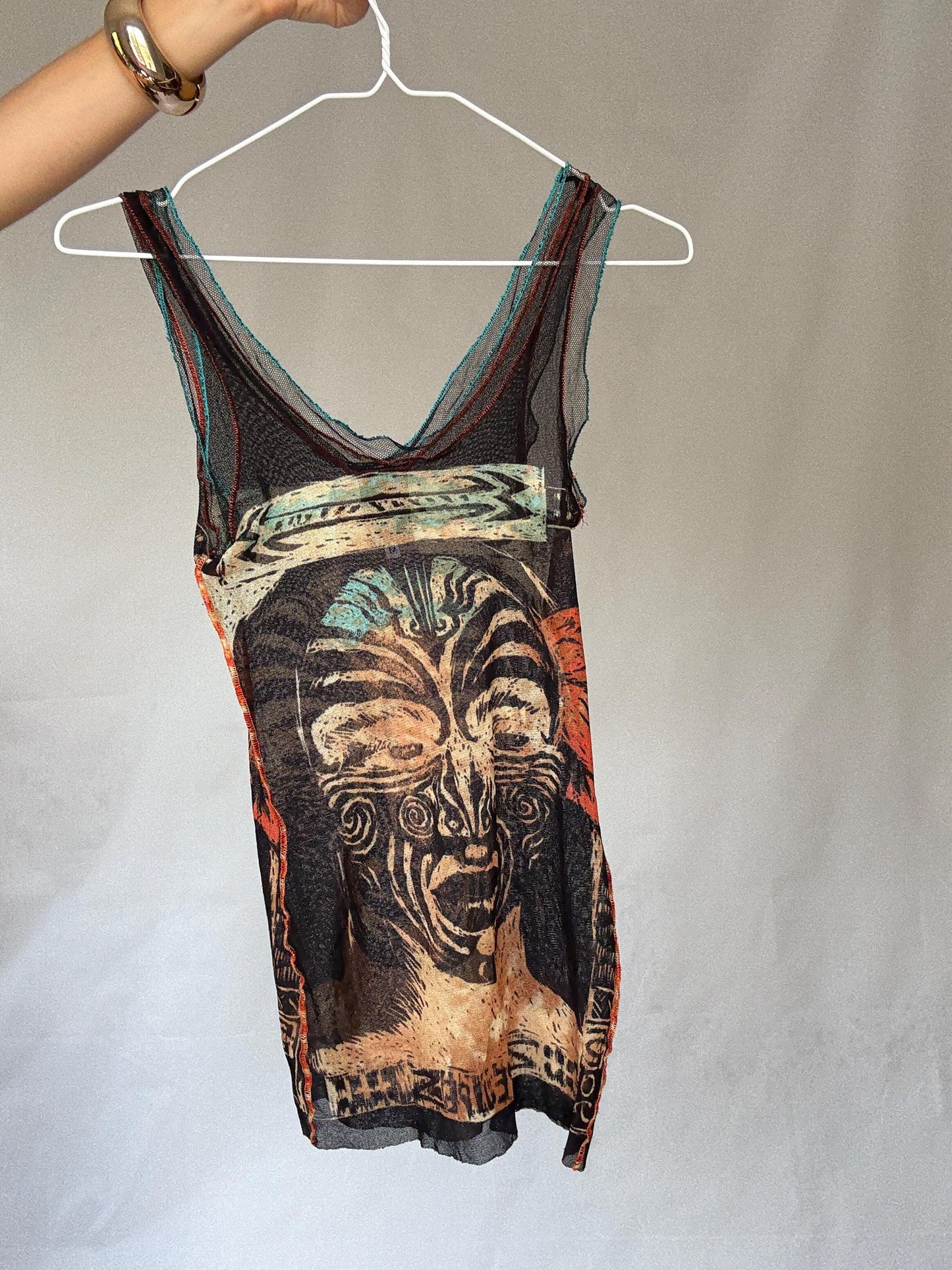 Rare and collectible Jean Paul Gaultier mesh camisole, from the Classique Paris line, made in Italy.