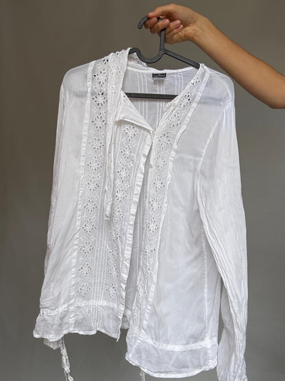 Malene Birger Floral Eyelet Cotton Blend Blouse — additional view 10