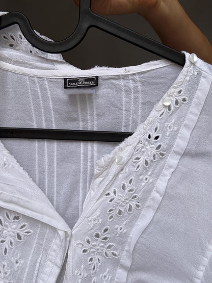Malene Birger Floral Eyelet Cotton Blend Blouse — additional view 8
