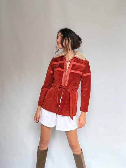 Suede Shearling Coat With Wool Lining — additional view 6