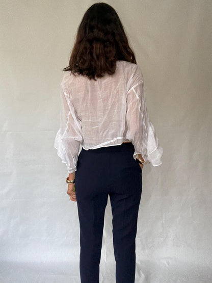 Carolina Herrera Wool Tapered Pants — fabric close-up
