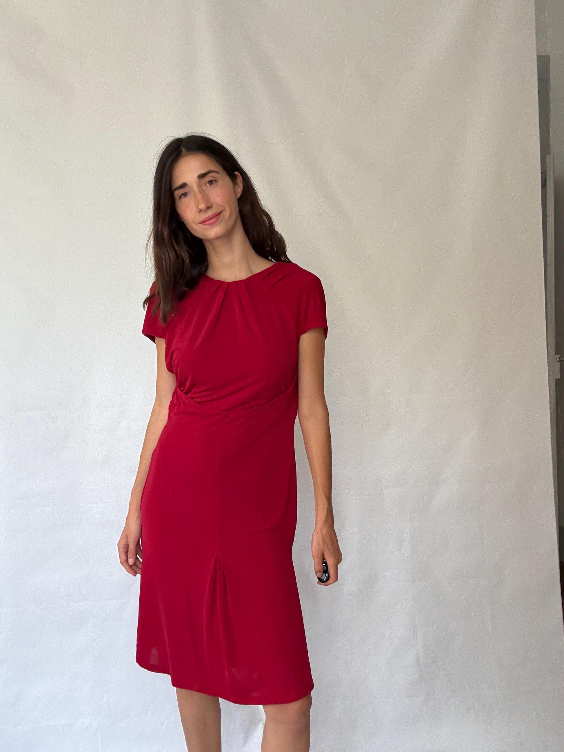 Stylish Red Dress - Stretchy with Back Zipper - Perfect for Romantic Looks - Inspired by Carolyn Bessette-Kennedy - US Size M