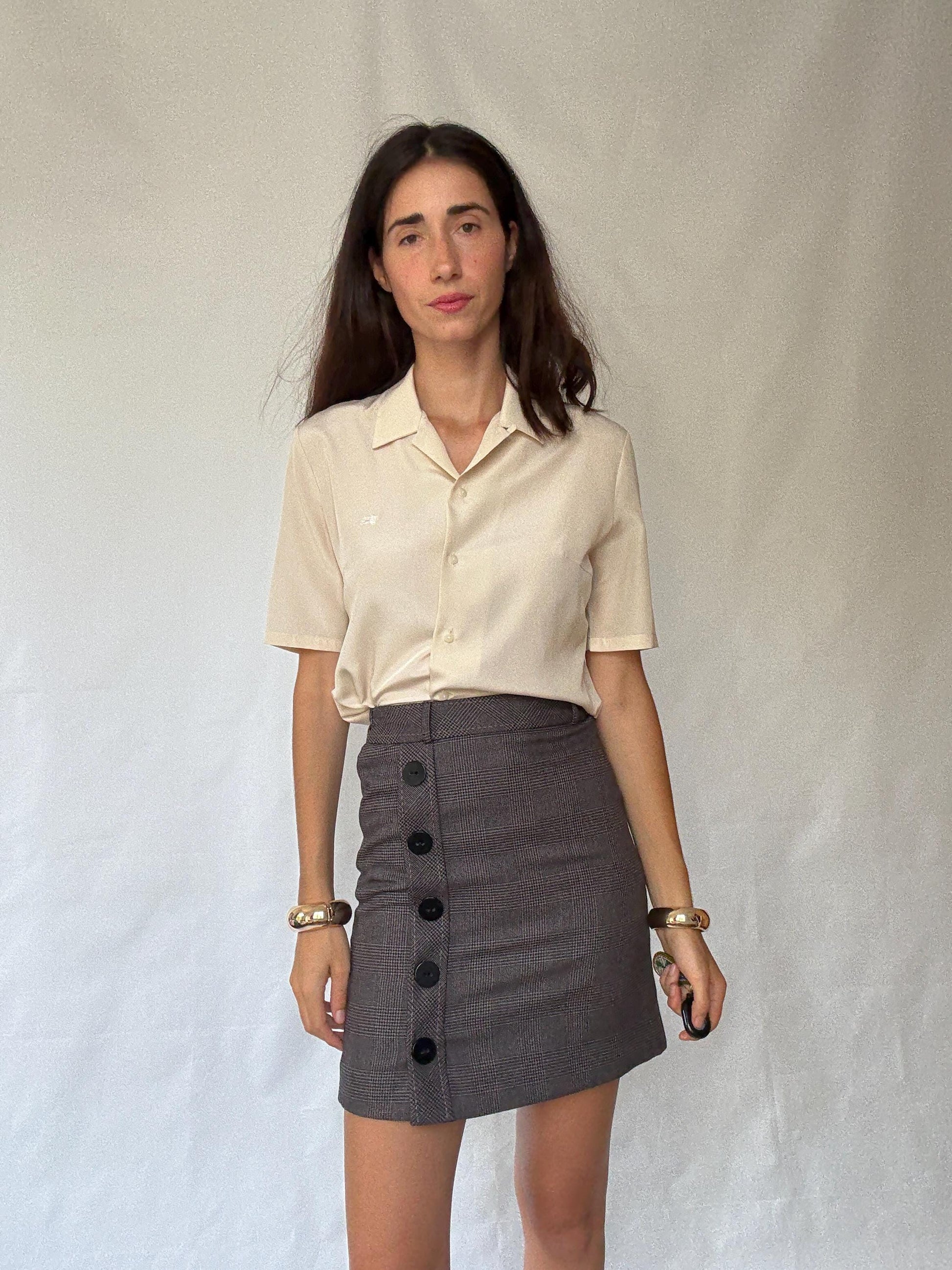 Vintage Burberry London light blouse, cotton feel, relaxed fit, button, down, minimalist classic, US L, office versatile