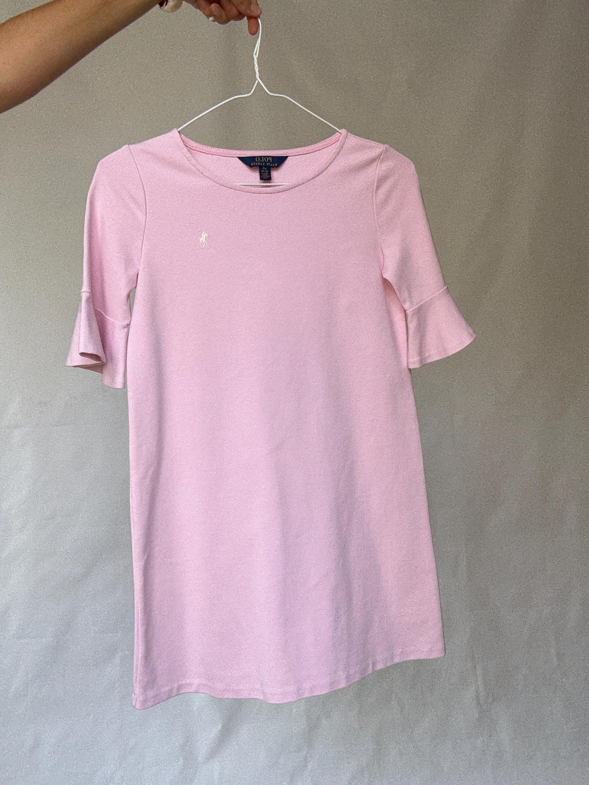 Polo Ralph Lauren Pink Mini Dress, Soft Cotton, Youth Size, Minimalist Style, Perfect for Petite Frame, Casual Wear, Y2K