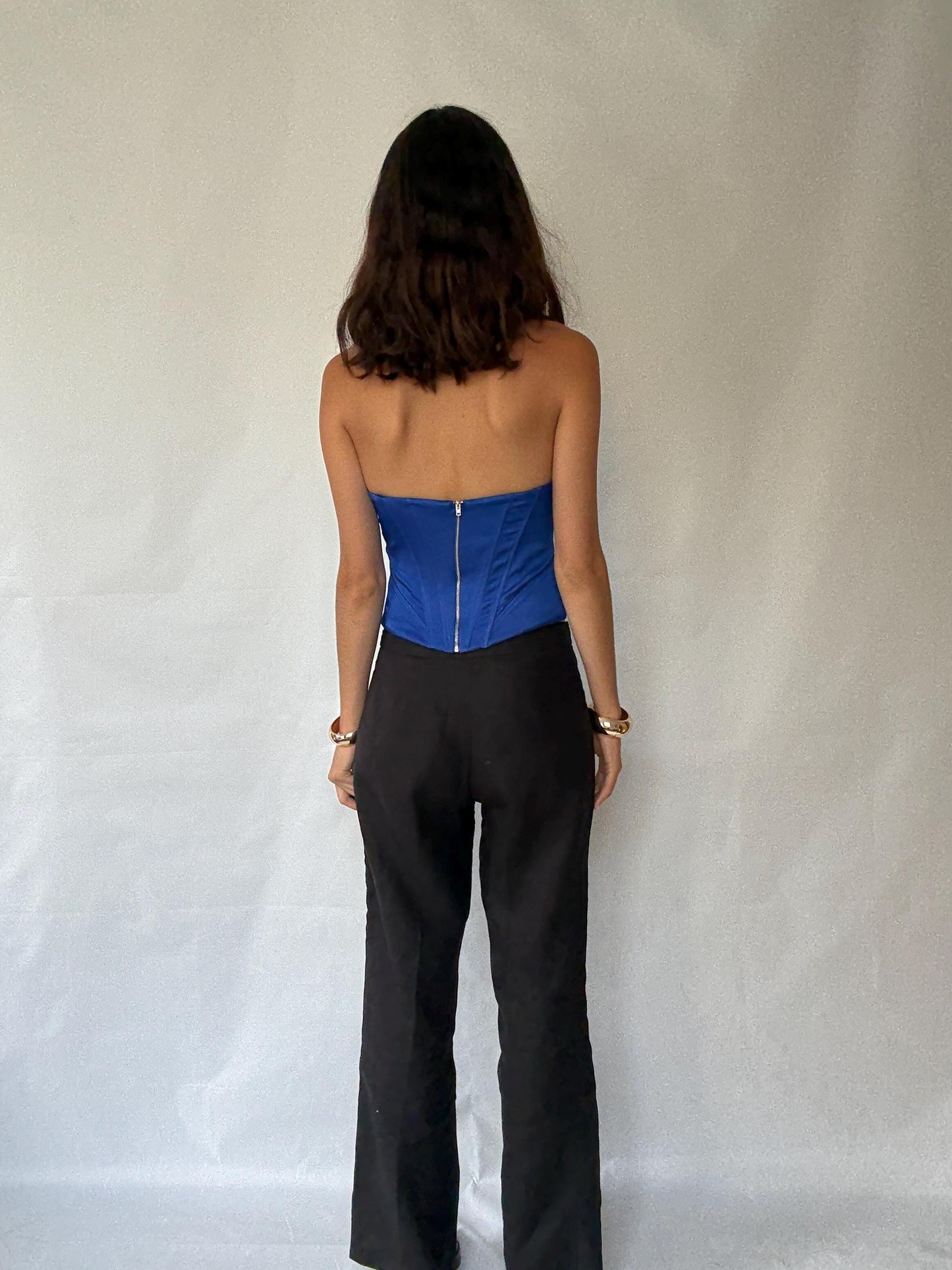 Versatile Black Full-Length Flared Pants with Extra Button - Ideal for Various Occasions in Vintage Style - Recommended Size S/M