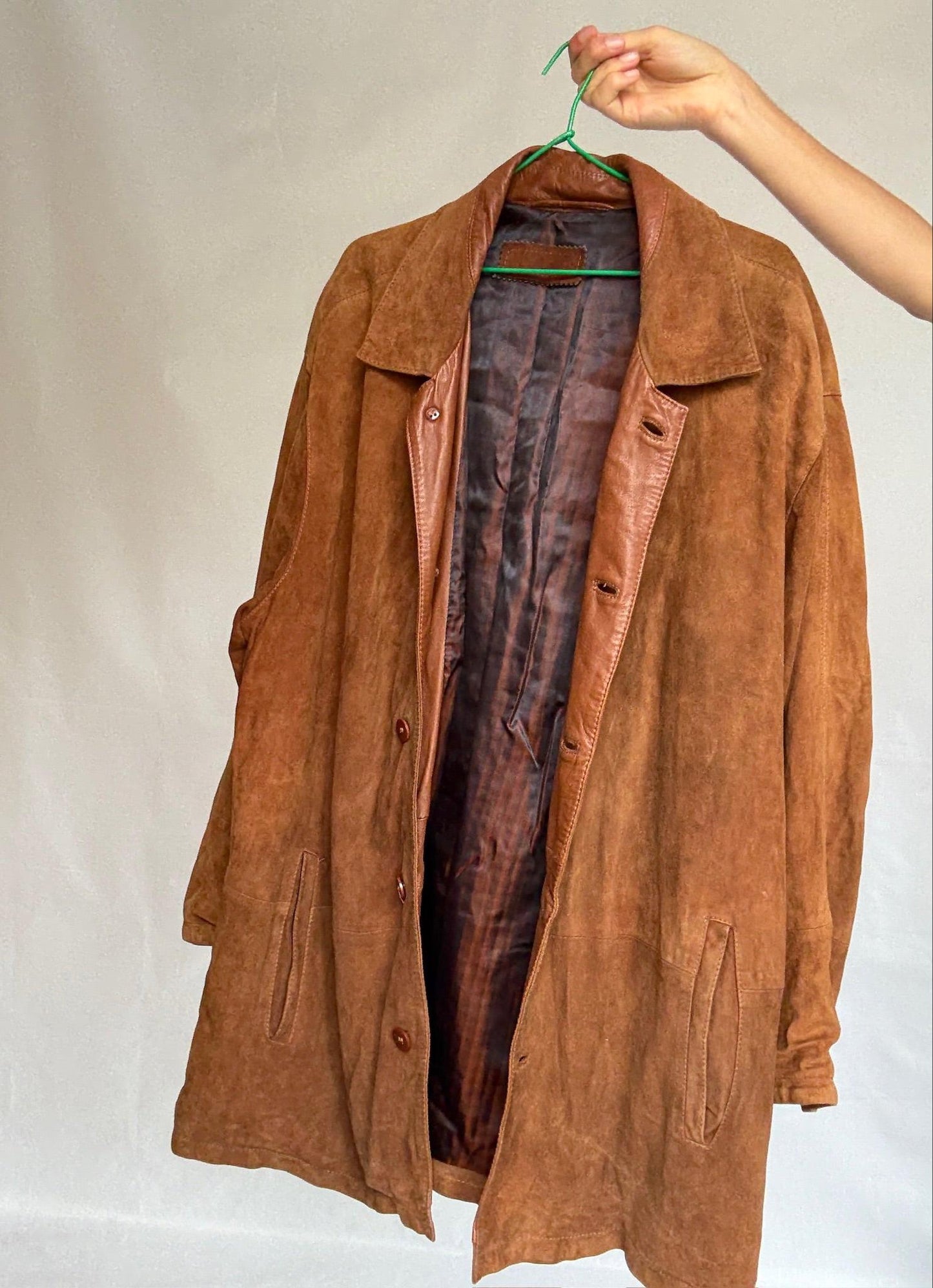 Vintage Brown Suede Leather Coat by Emidio Tucci