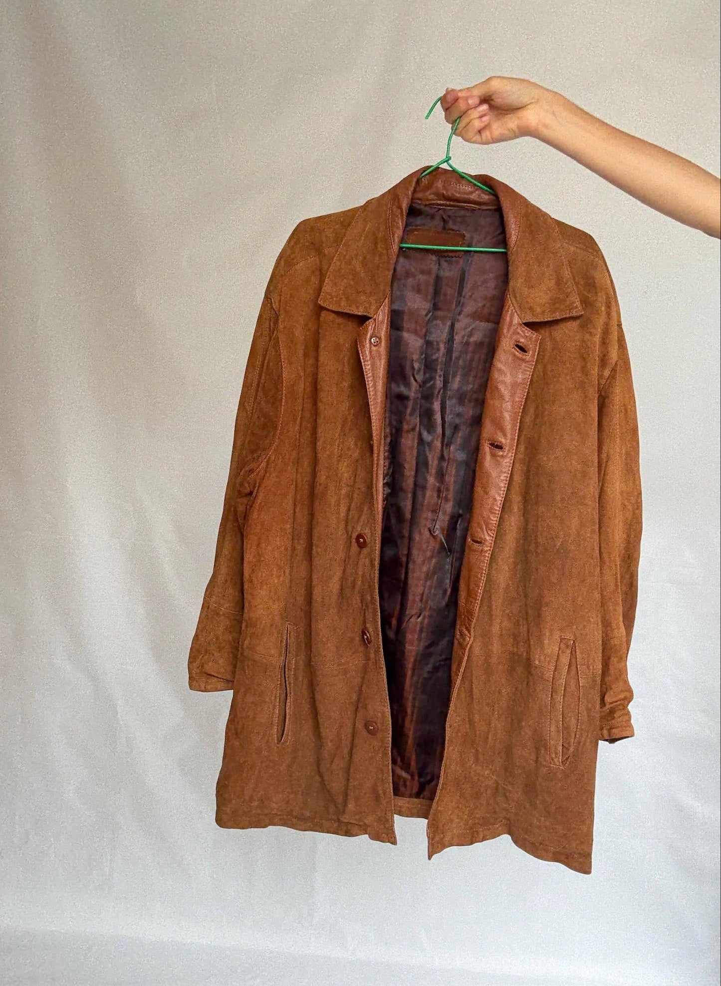 Vintage Brown Suede Leather Coat by Emidio Tucci