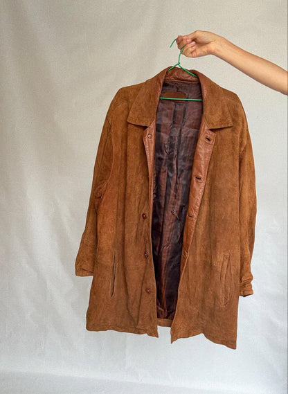 Vintage Brown Suede Leather Coat by Emidio Tucci