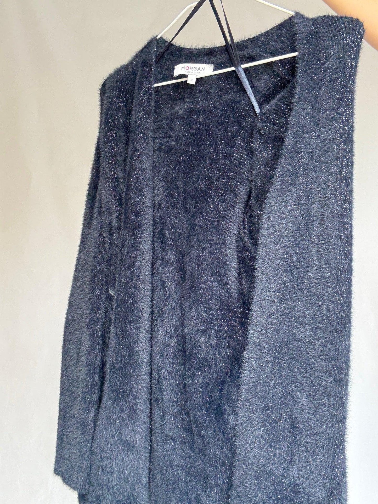 Dark Navy Metallic Shimmer Cardigan — additional view 8