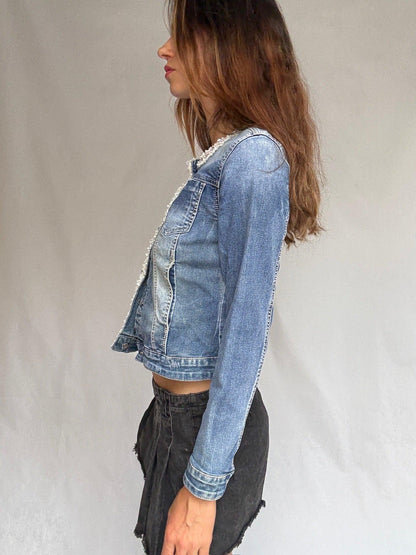 Pearl-Trimmed Vintage Denim Jacket — additional view 6