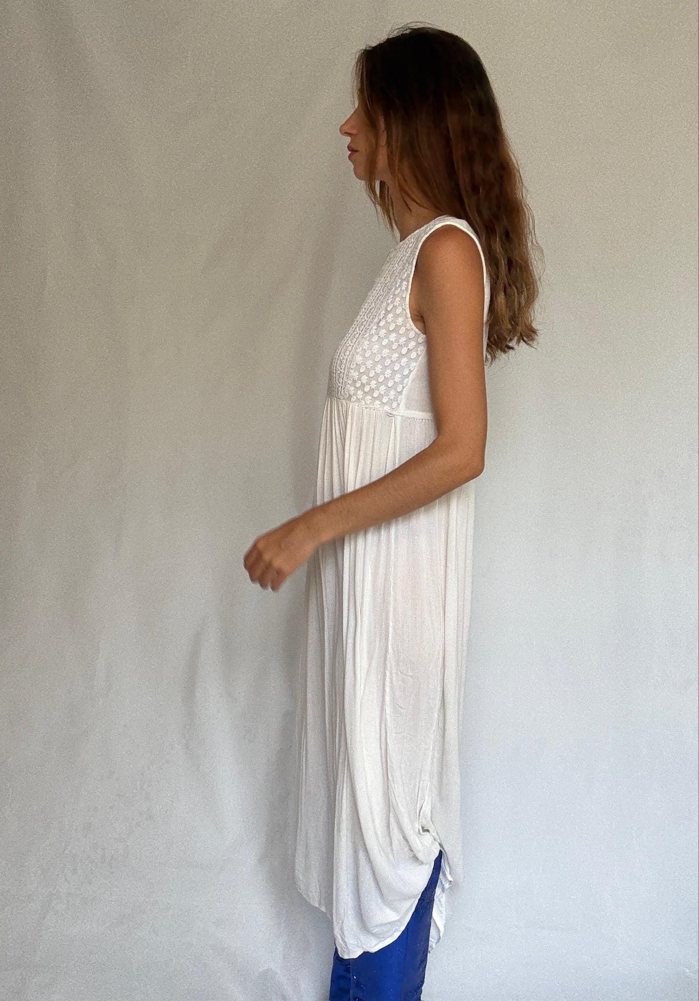 Vintage Ivory Cotton Maxi Dress — additional view 6