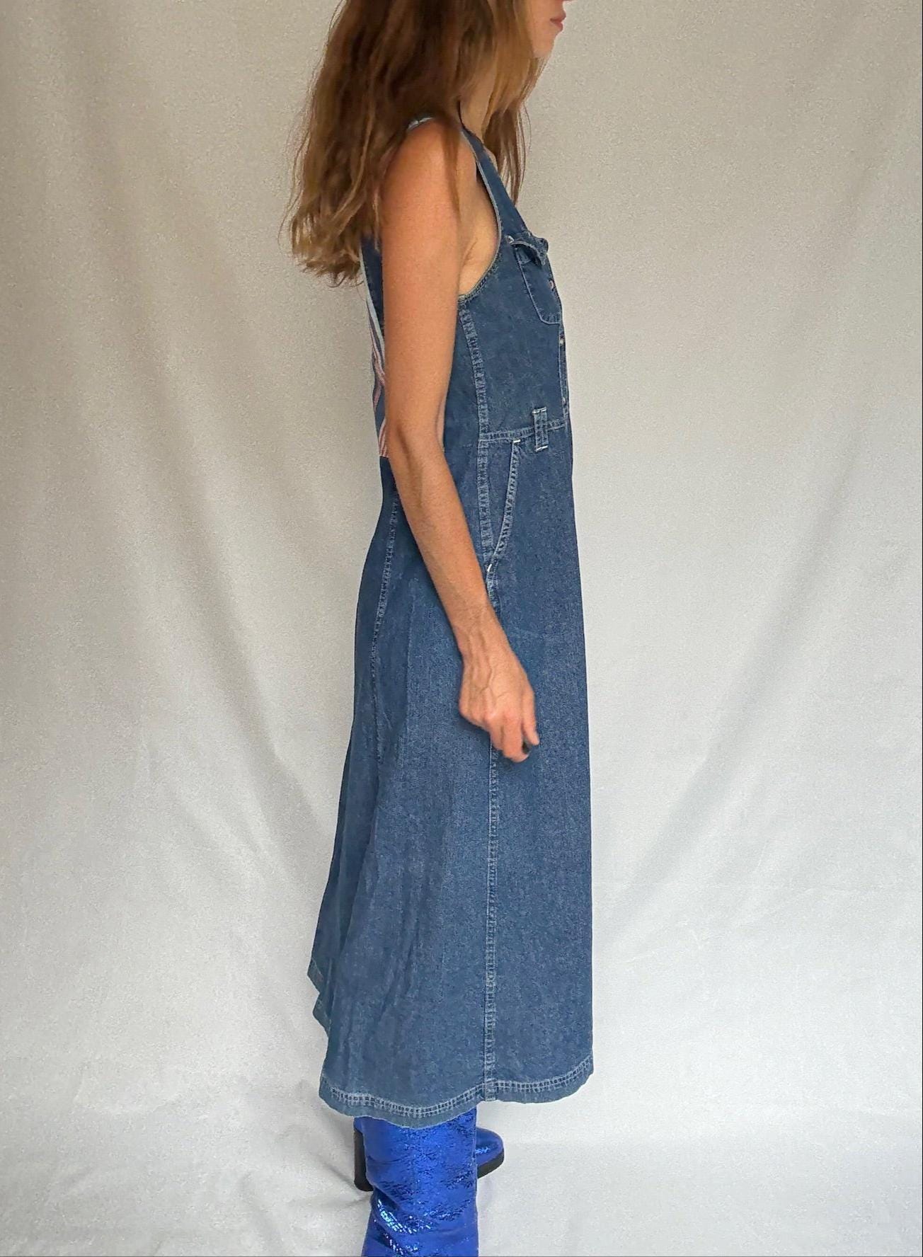 Vintage Chipie Denim Midi Dress — fabric close-up