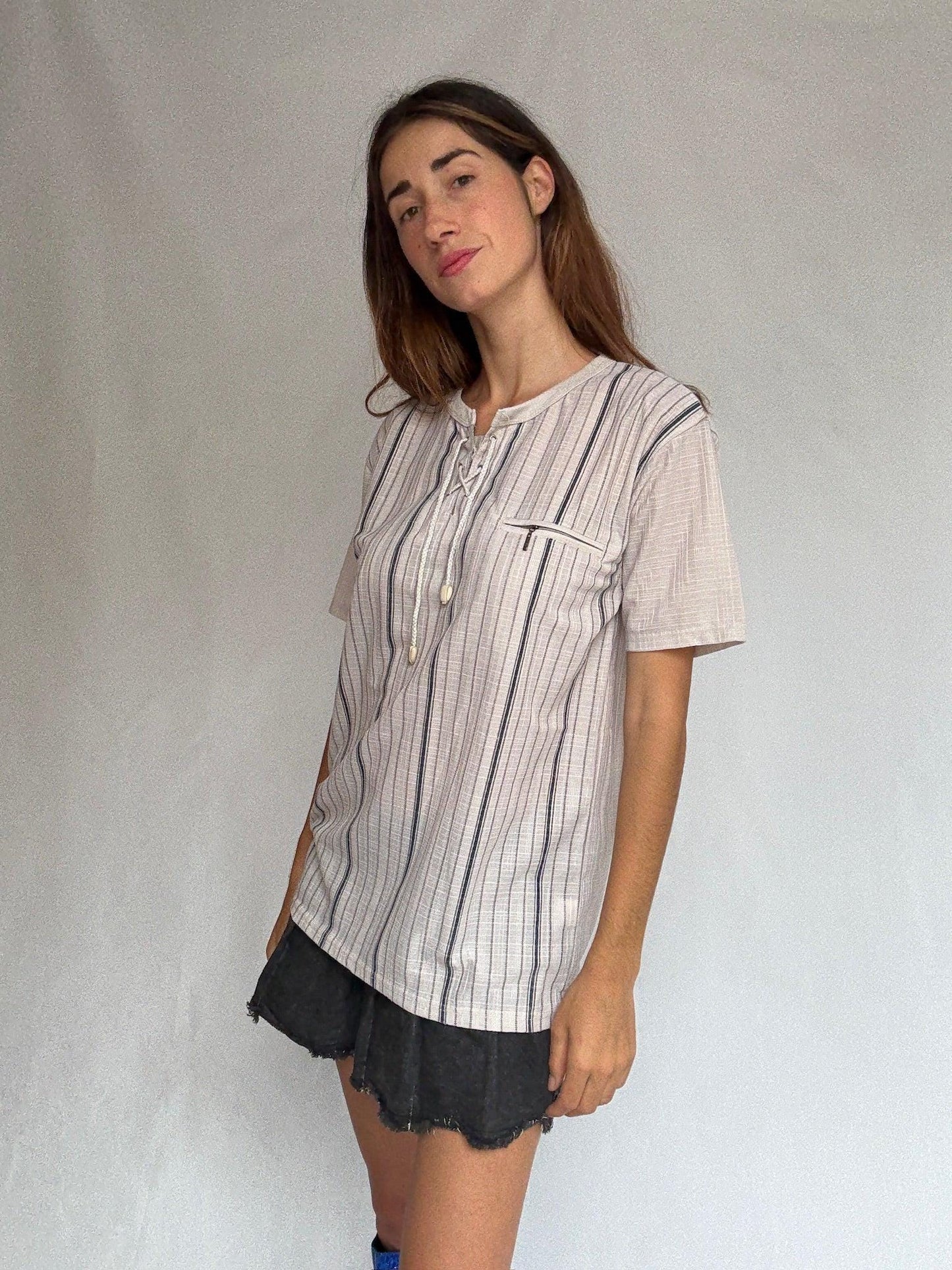 Natural-Toned Striped Cotton Shirt — additional view 7