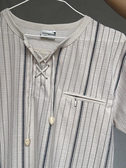 Natural-Toned Striped Cotton Shirt — additional view 9