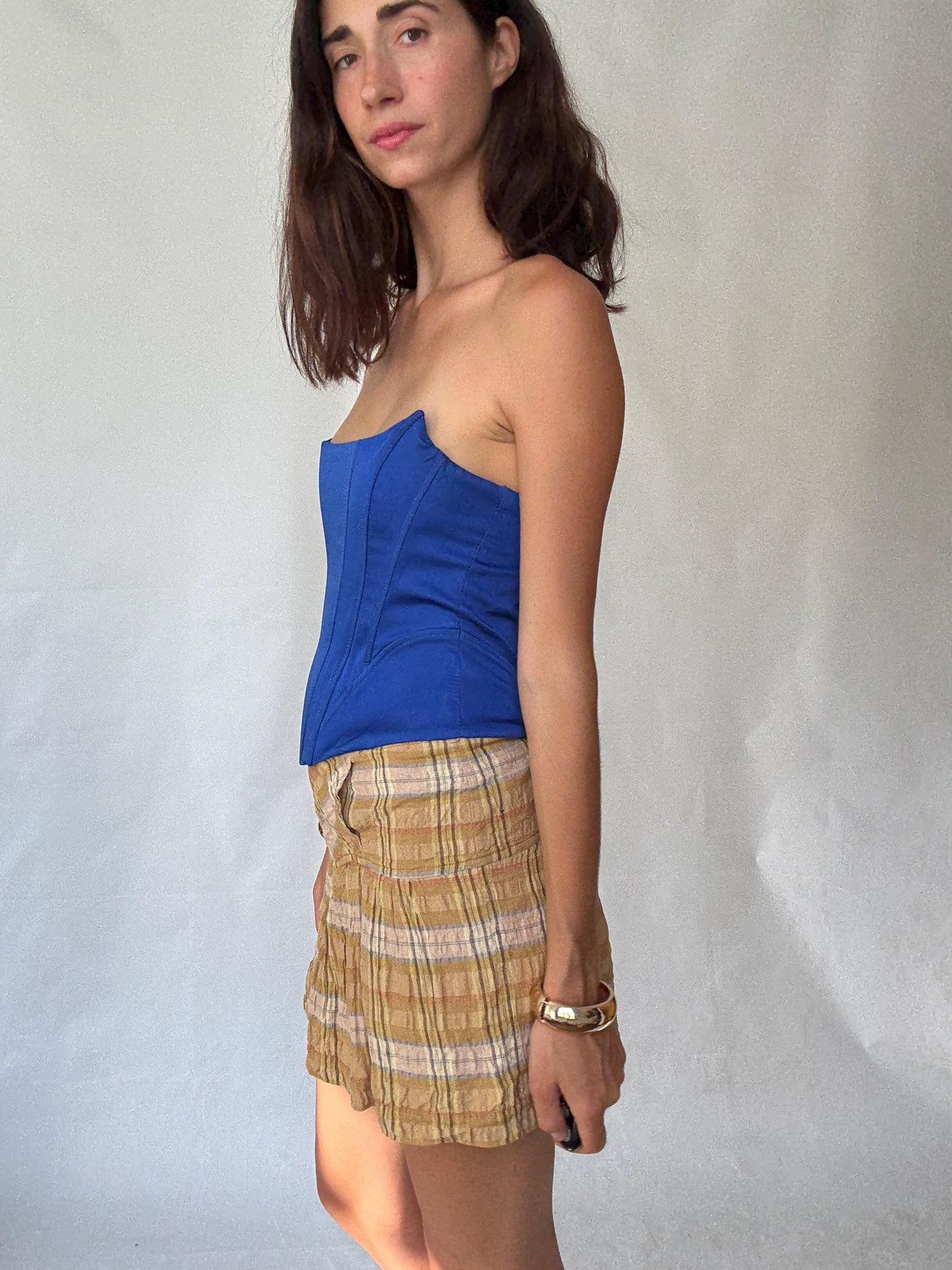 Étoile Isabel Marant Plaid Mini Skirt in Lightweight Linen and Viscose Blend - Casual Bohemian Style, Inspired by Joanna Newsom