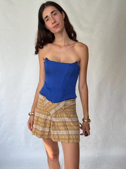 Étoile Isabel Marant Linen Blend Plaid Mini Skirt — back view