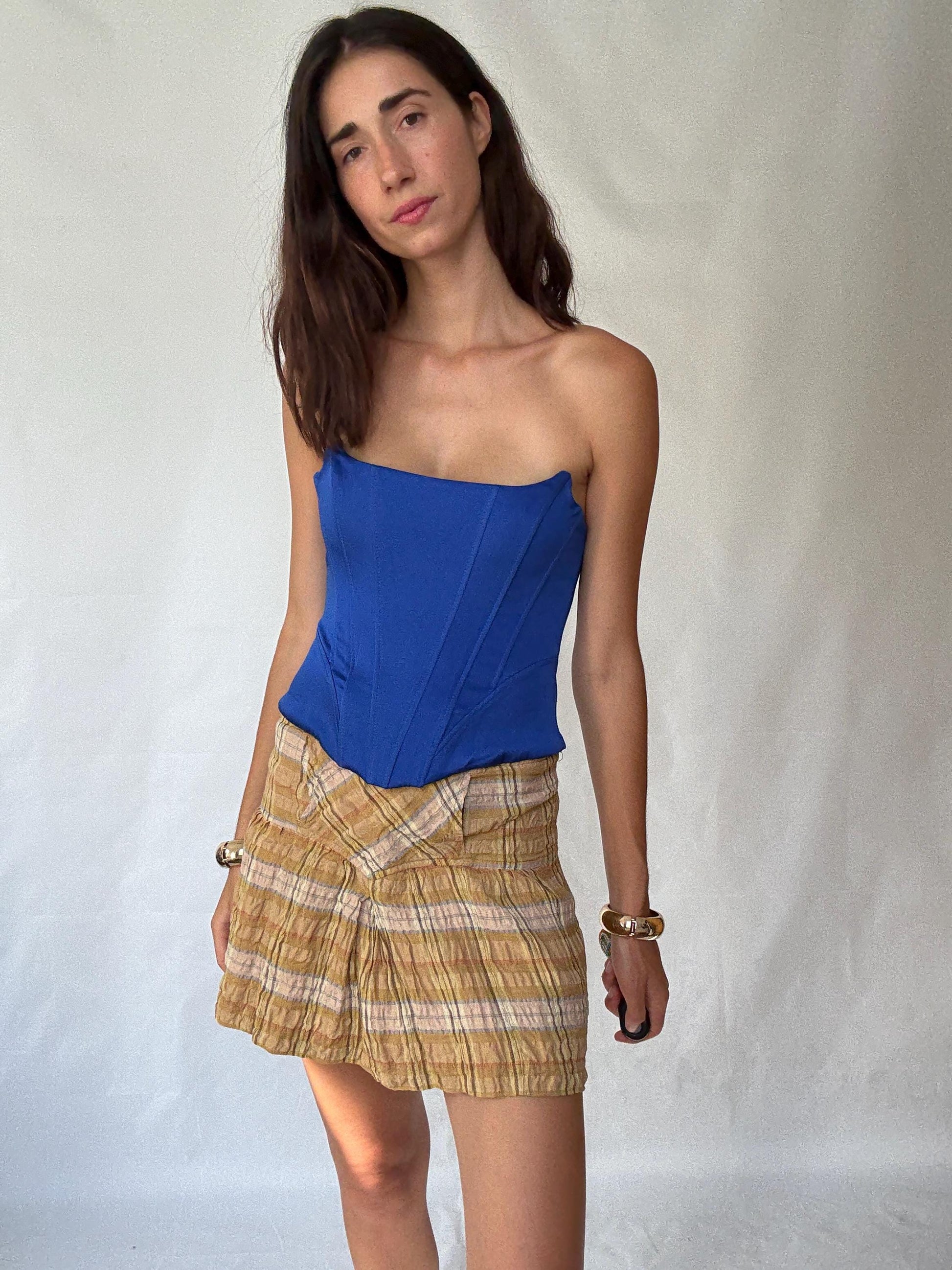 Étoile Isabel Marant Plaid Mini Skirt in Lightweight Linen and Viscose Blend - Casual Bohemian Style, Inspired by Joanna Newsom