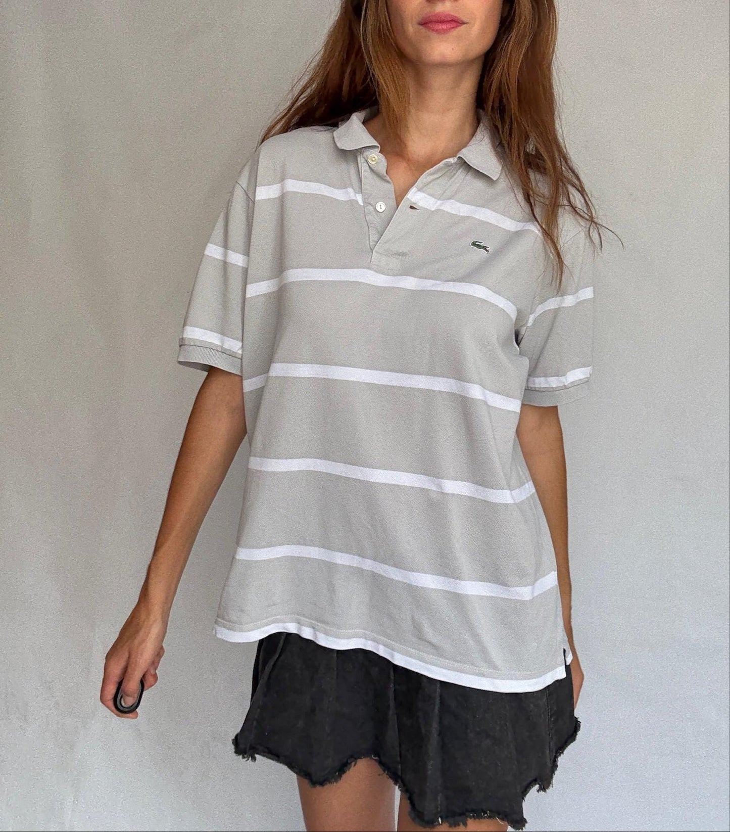 Beige Striped Classic Fit Polo Shirt — detail