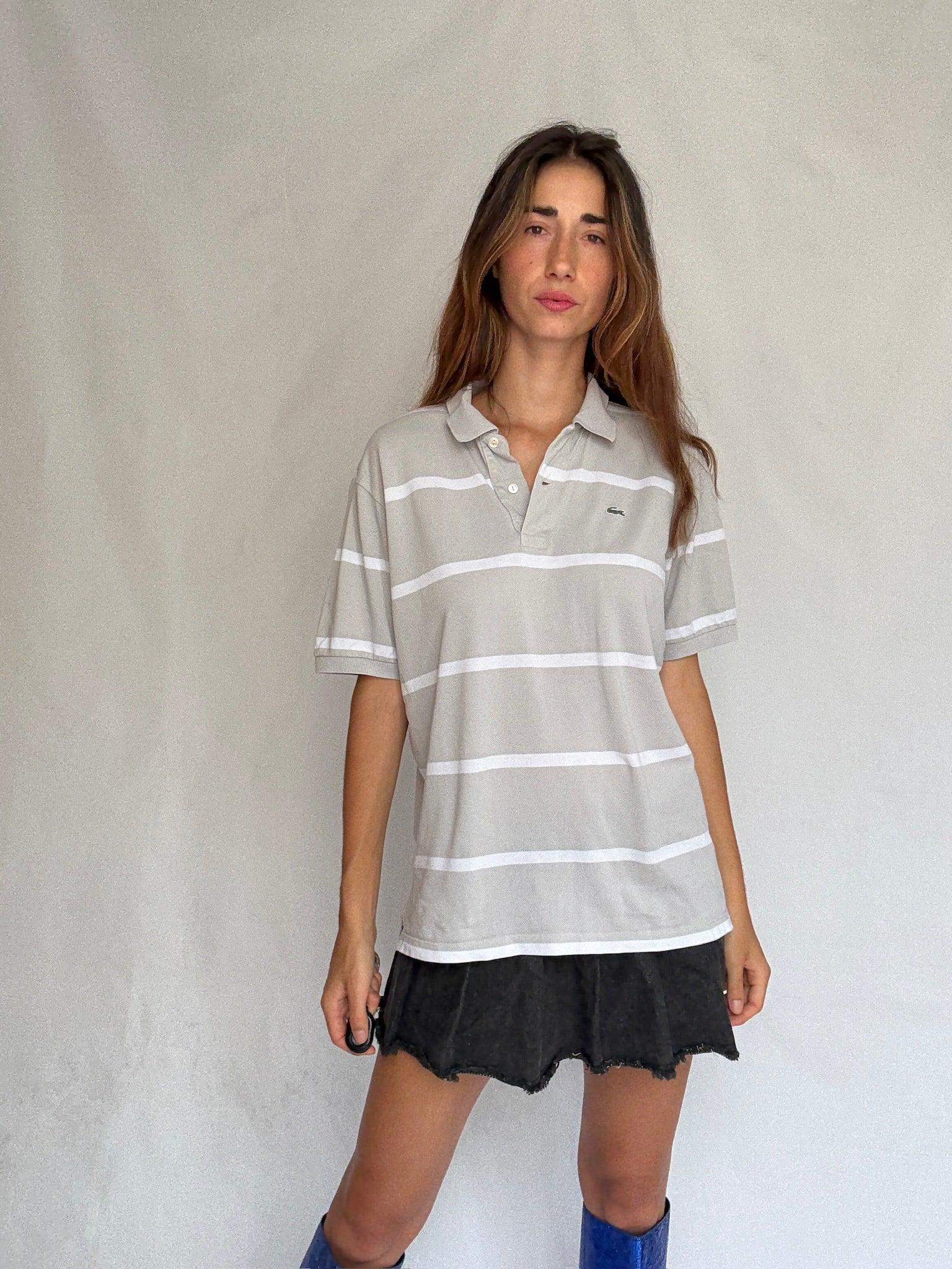 Beige Striped Classic Fit Polo Shirt — additional view 6