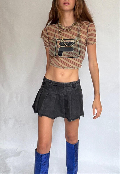 Sheer Mesh Crop Tee in Y2K Style — detail