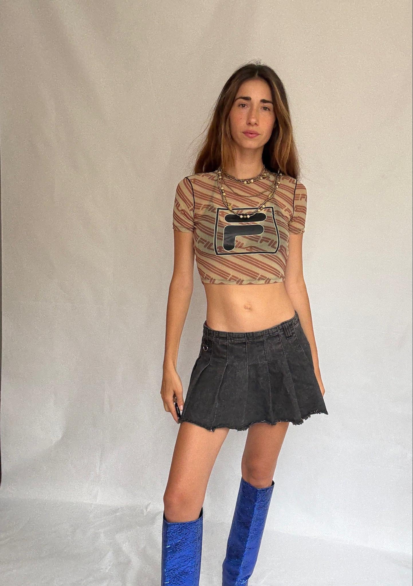 Sheer Mesh Crop Tee in Y2K Style — back view