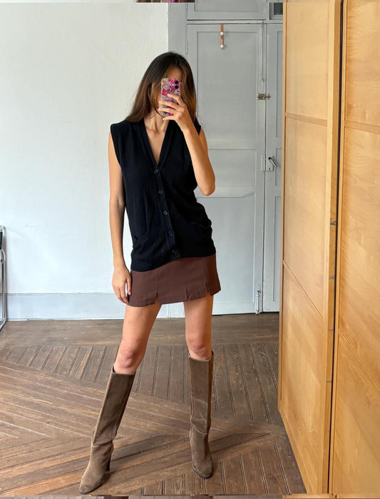 Cashmere blend waistcoat, dark academia aesthetic luxury winter gilet, vintage navy blue gilet, minimalist work top, size s