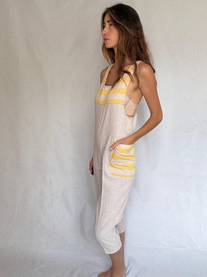 90s Striped Wide-Leg Jumpsuit — back view