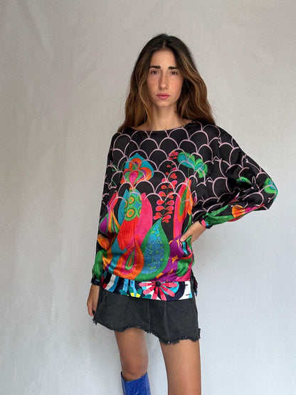 Psychedelic Floral Tunic Top by Desigual — back view