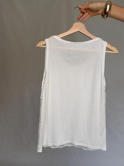 Lace Overlay White Sleeveless Top — additional view 10