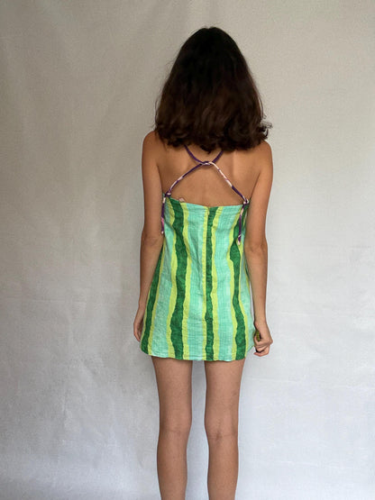 Watercolor Stripe Cotton Halter Romper — additional view 5