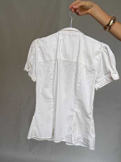 Vintage Ruffle Front White Blouse — additional view 10