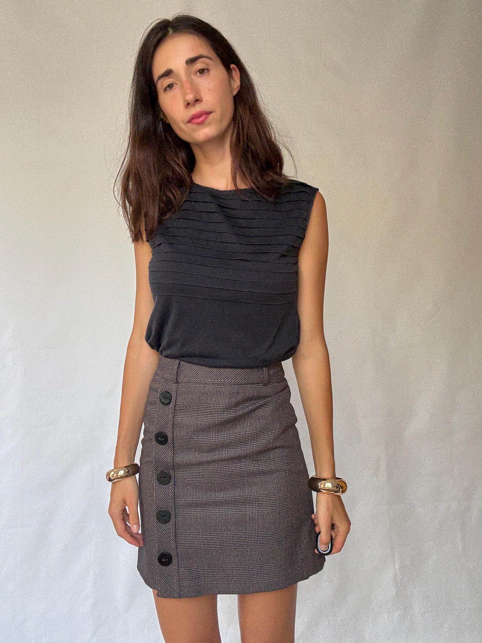 Luxurious Black Tank Top by Massimo Dutti – Y2K and Minimalist Style in Sumptuous Silk-Cotton-Wool Blend, US Size M