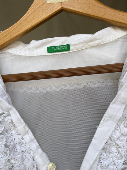 White Sheer Bodysuit With Lace Embroidery — additional view 8