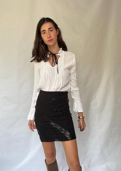 Black Sequined Accent Skirt — additional view 6