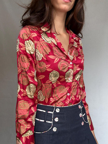Silk Floral Button-Up Blouse — additional view 7