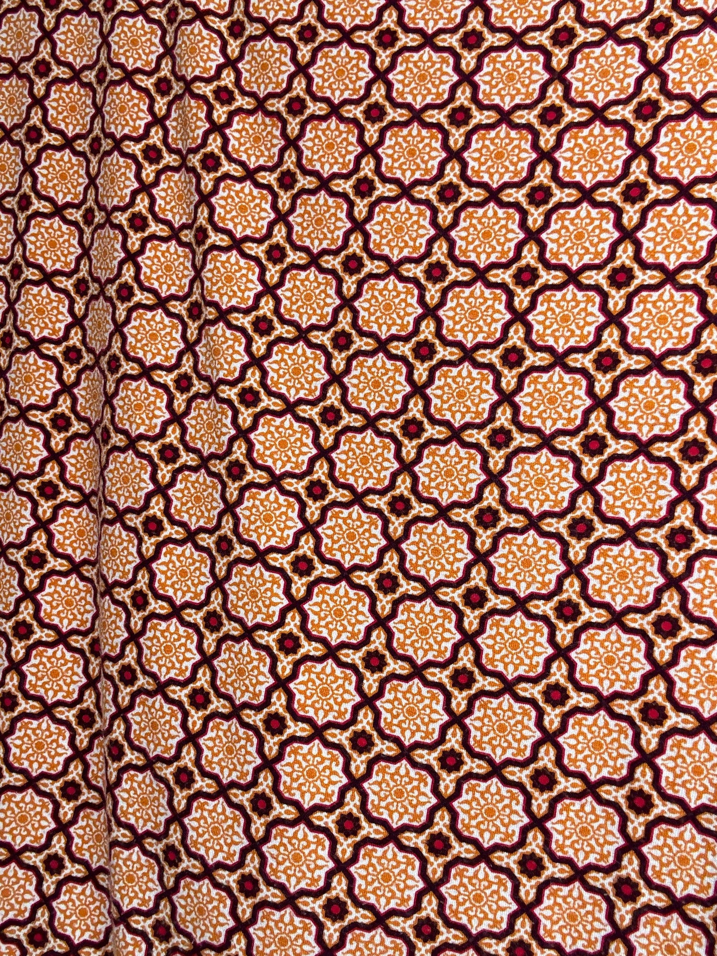 Pedro del Hierro geometric blouse, cotton feel, regular fit, ruffled neckline, retro 70s, US M, casual streetwear,