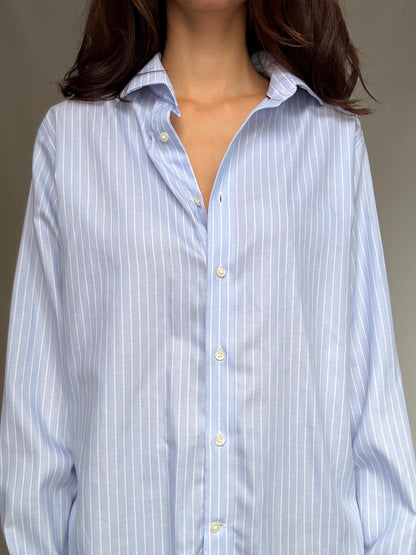 Vintage 90s Light Blue Pinstripe Shirt — back view