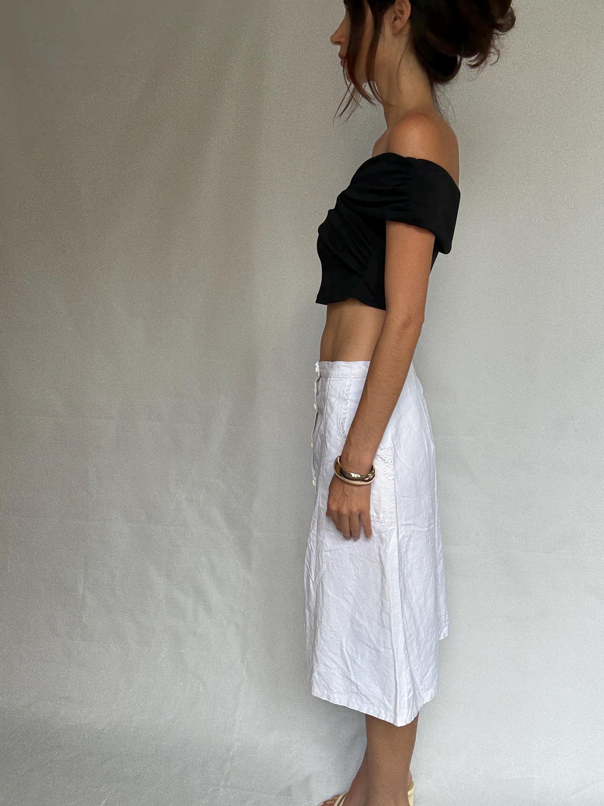 Vintage style handmade skirt, cotton feel, high waist, unique design, retro 70s, US S, campus bohemian charm