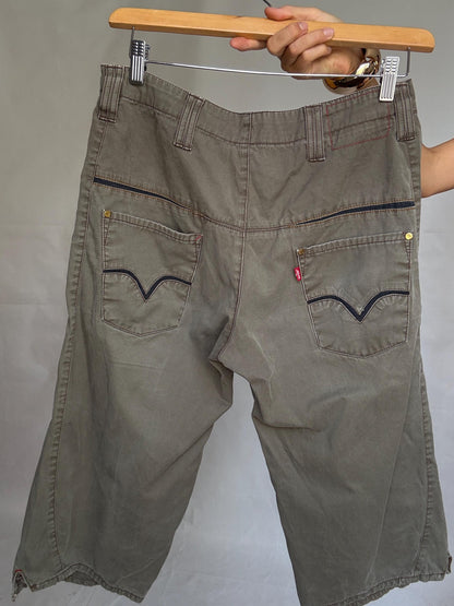 Olive Green Cropped Trousers, Cotton Blend — additional view 10