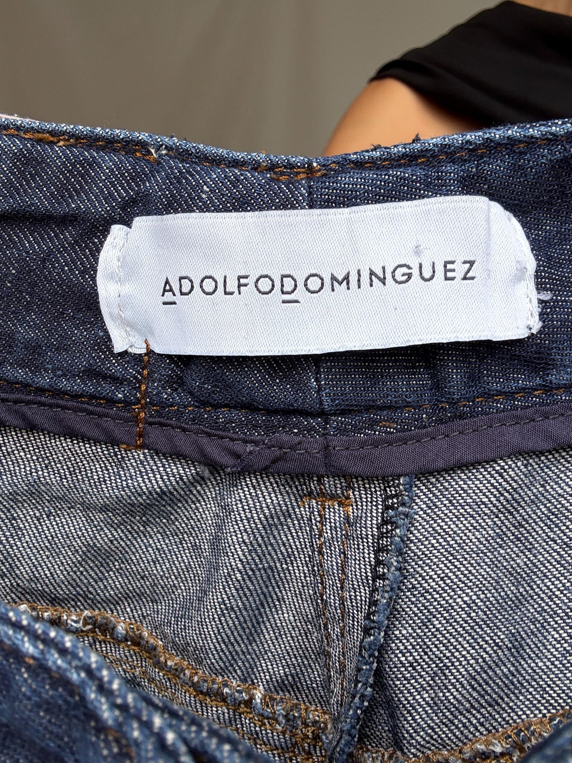 Adolfo Dominguez denim pants, cotton high waist cropped fit, Spanish designer clothing, Size S, casual streetwear