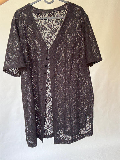 Vintage Black Lace Button-Up Shirt — additional view 8