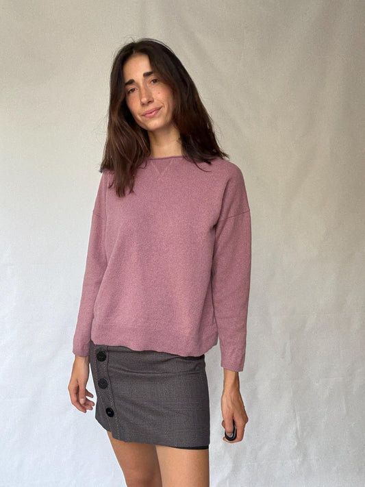 Massimo Dutti dusty pink jumper, wool cashmere blend feel, relaxed fit, ribbed cuffs and hem, minimalist chic, Size M, everyday comfort