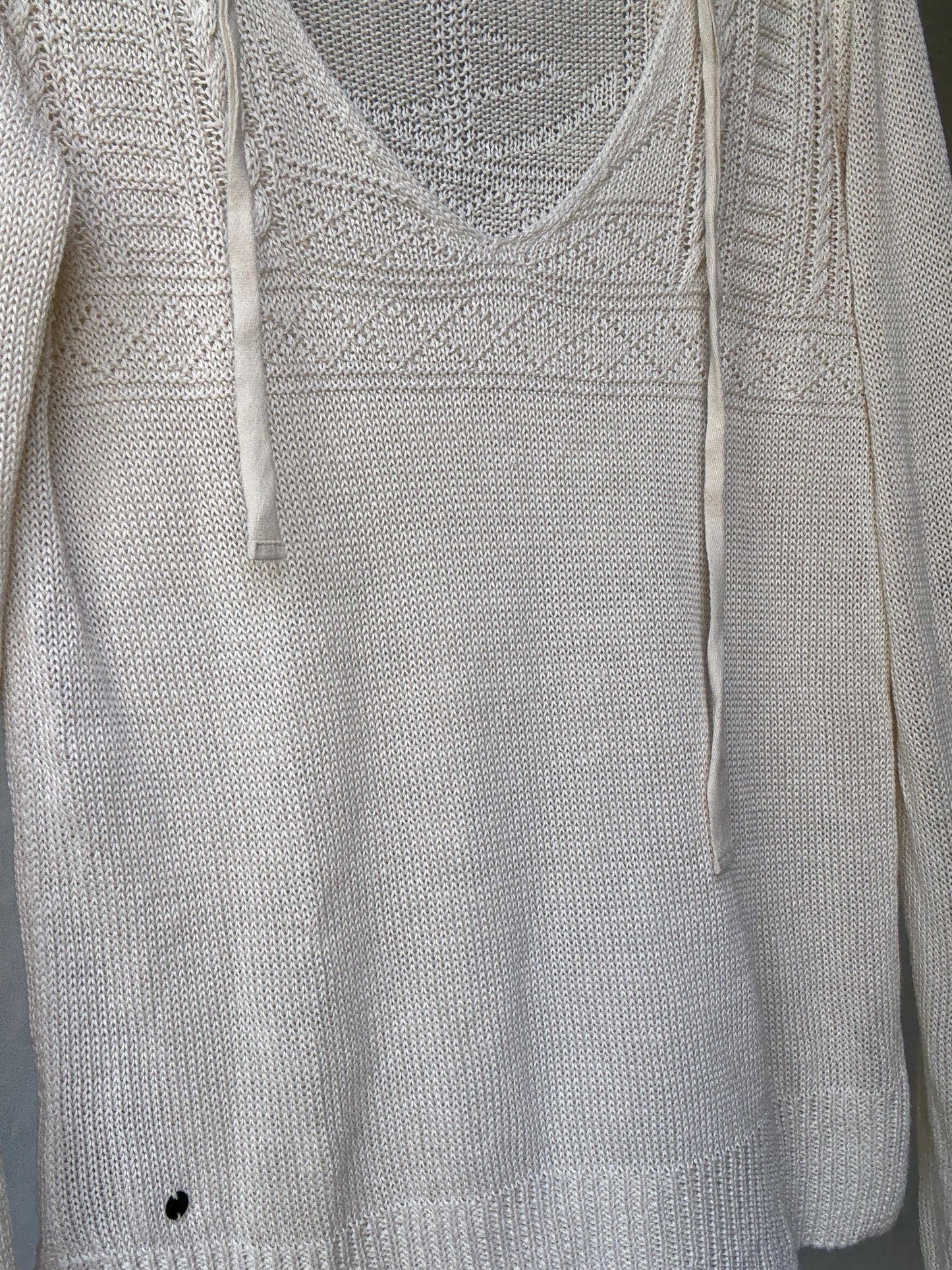 Denim & Supply Ralph Lauren cream knit jumper, 100% linen, relaxed fit, textured knit detail, minimalist chic, US M, casual everyday
