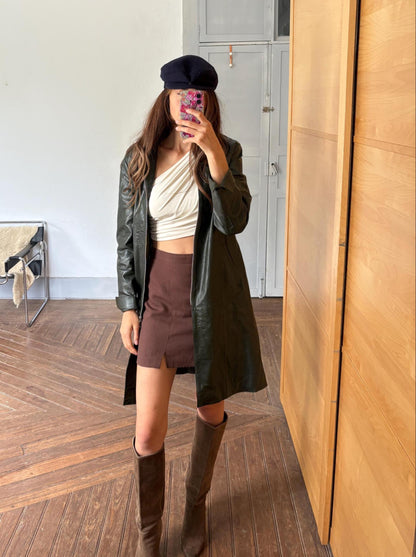 Navy Wool Cashmere Beret - Minimalist Chic — additional view 5