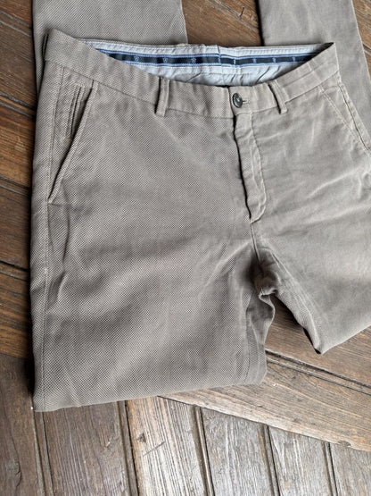 Beige Minimalist Chic Trousers — back view