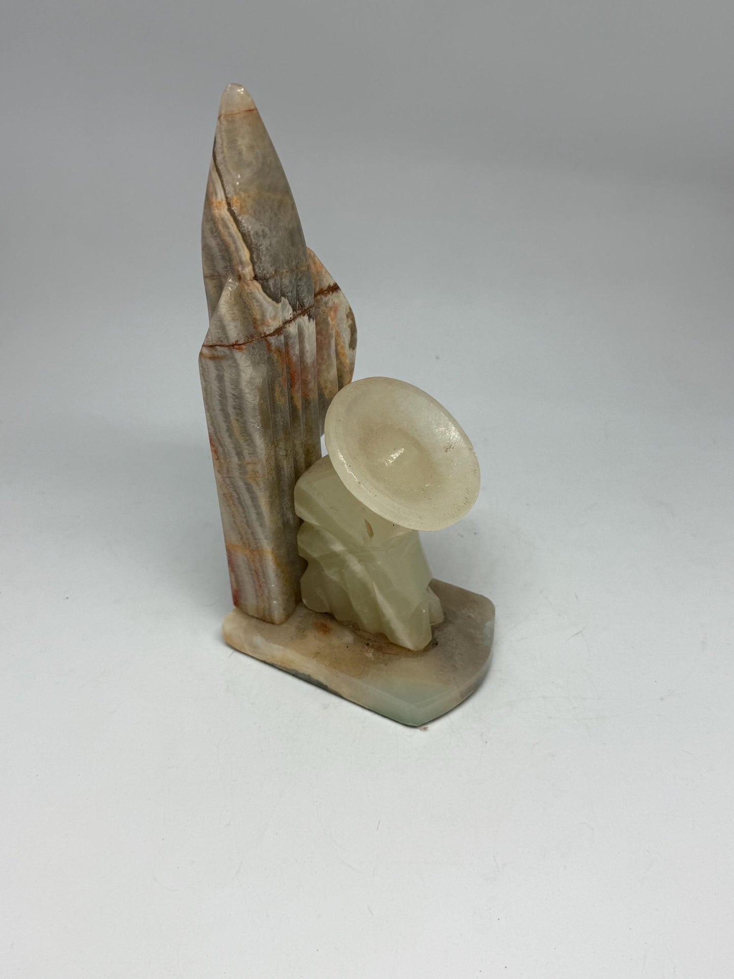 Elegant Marble Bookend, Natural Earthy Tones, Horn and Vase Design, Unique Home Decor, Onyx Marble, Single piece, unique present