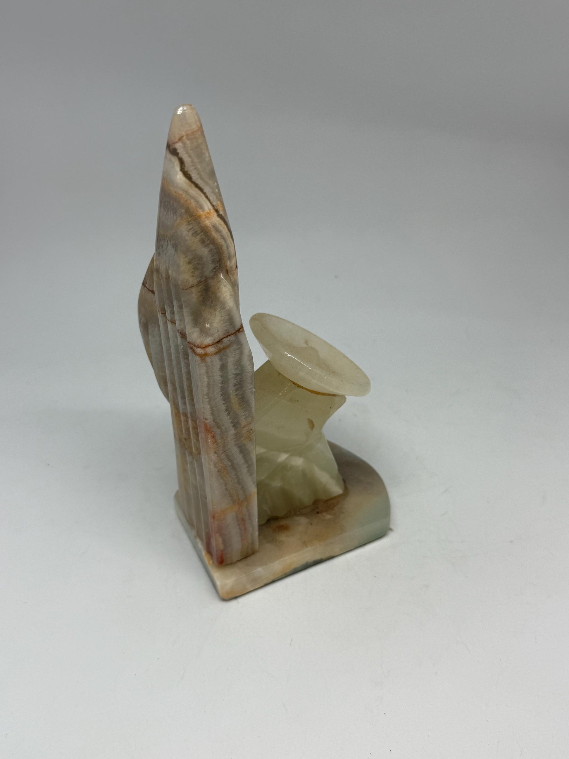 Elegant Marble Bookend, Natural Earthy Tones, Horn and Vase Design, Unique Home Decor, Onyx Marble, Single piece, unique present