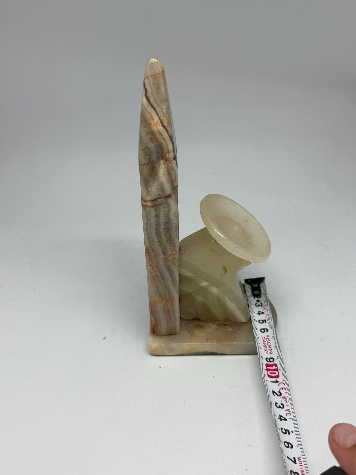 Elegant Marble Bookend, Natural Earthy Tones, Horn and Vase Design, Unique Home Decor, Onyx Marble, Single piece, unique present
