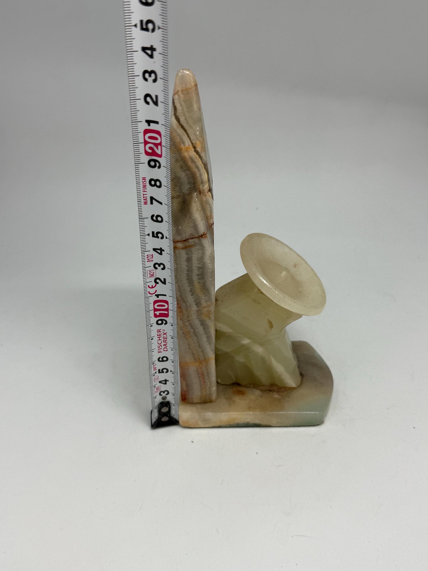 Elegant Marble Bookend, Natural Earthy Tones, Horn and Vase Design, Unique Home Decor, Onyx Marble, Single piece, unique present